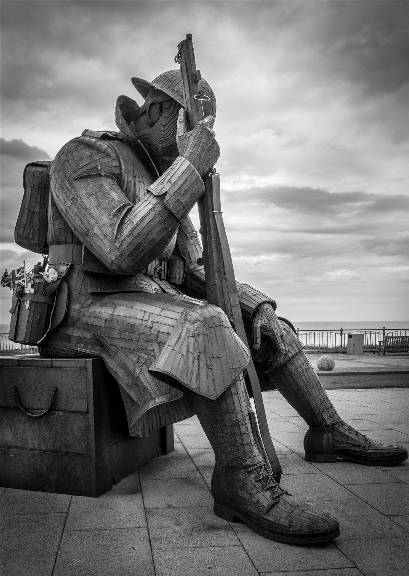 \'Tommy\' aka 1101 - The steel statue weighs 1.2 tonnes, and is 9 feet 5 inches tall. Depicting a WW1 soldier, wearing full uniform, sitting on an ammunition box. Referring to Archetype Tommy Atkins. '1101' refers to the 1st minute of peace in 1918. by Graham Dobson Photography
