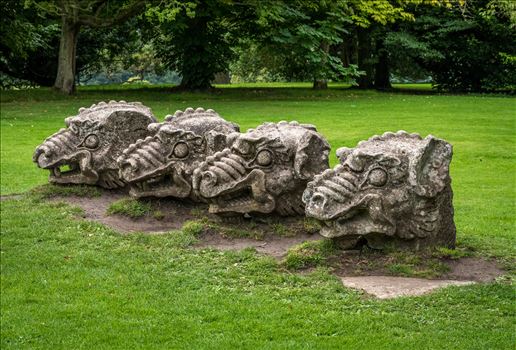 Stone Heads at Wallington Hall, Northumberland - 