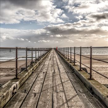 Blyth Pier, Northumberland in colour - Also available in Black and White.