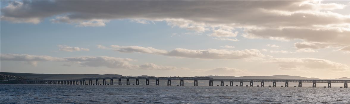 Panoramic of Tay Rail Bridge, Dundee, Scotland. - 